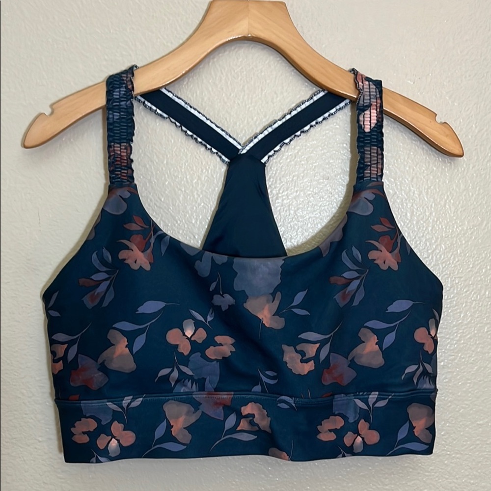 Marika Blue Floral Print Plus Size Sports Bra